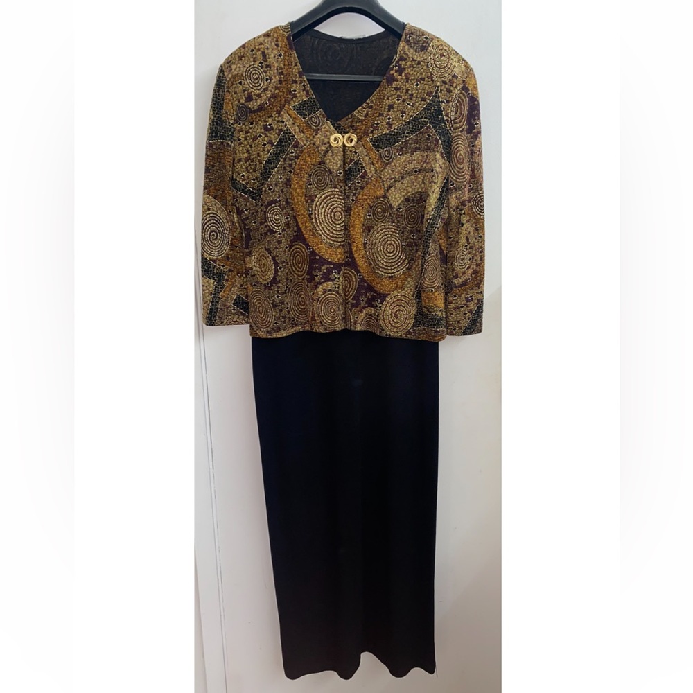 Joseph Ribkoff Black Multicolor Stretch Dress & Matching Jacket Set